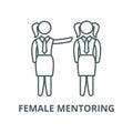 Female mentoring vector line icon, linear concept, outline sign, symbol Royalty Free Stock Photo