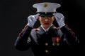 A United States Female Marine Posing In A Military Uniform Royalty Free Stock Photo