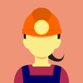 Female Miner Flat Style Mining Vector Illustration Graphic