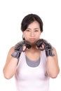 Female mixed martial arts fighter wearing MMA Royalty Free Stock Photo