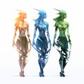 Translucent Heavenly Goddesses: Futuristic Fragmentation In 3d Models