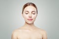 Female model face eyes closed. Young perfect woman with healthy skin. Facial treatment, skincare and cosmetology concept Royalty Free Stock Photo