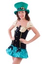 Female model in Irish costume isolated on the Royalty Free Stock Photo