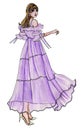 Female Model in a Lavender Dress Fashion Illustration