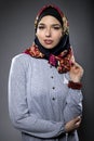 Female Model Wearing a Red Hijab Royalty Free Stock Photo
