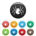 Female mouse spider icons set color