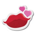 Female mouth hearts sticker funny cartoon design