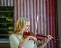 Female Musician Playing 1893 French Antique Violin