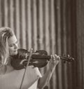 Female Musician Playing 1893 French Antique Violin