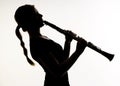 Female Musician Silhouette Woodwind Clarinet Royalty Free Stock Photo