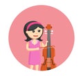 Female musician standing with counter bass Royalty Free Stock Photo