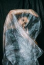 female mystery defocused art portrait polyethylene Royalty Free Stock Photo