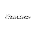 The female name is Charlotte. Background with the inscription - Charlotte. A postcard for Charlotte. Congratulations for