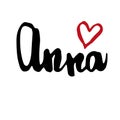 Female name drawn by brush. Hand drawn vector girl name Anna