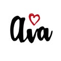 Female name drawn by brush. Hand drawn vector girl name Ava