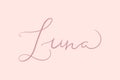 Female name Luna. Handwritten lettering calligraphy Girl name
