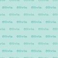 The female name is Olivia. Background with the female name Olivia. Seamless pattern. A postcard for Olivia