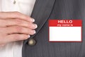 Female with name tag Royalty Free Stock Photo