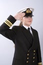 Female naval officer saluting