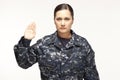 Female navy officer performing oath