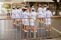 Female Navy soldiers are seen waiting for the start of the Brazilian Independence Day parade