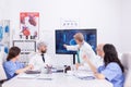 Female neurologist reading brain waves