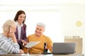Female notary working with mature couple Royalty Free Stock Photo