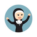 Female nun with jumping pose