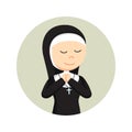 Female nun with praying pose