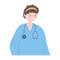 Female nurse character staff medical stethoscope isolated design Royalty Free Stock Photo