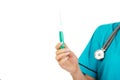 Female nurse or doctor hand holding syringe Royalty Free Stock Photo