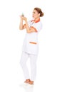 Female nurse or doctor with a syringe in hand Royalty Free Stock Photo