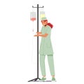 Female Nurse with Dropper. Woman In The Nursing Profession Dedicates Herself To Caring For Others, Vector Illustration