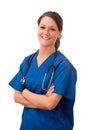 Female Nurse with Stethoscope Isolated Royalty Free Stock Photo