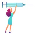 Female nurse with syringe vector illustration. Royalty Free Stock Photo