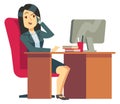 Female office manager. Business woman talking on phone Royalty Free Stock Photo