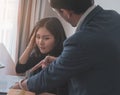 Female office woman working stressfully toward Boss deadline