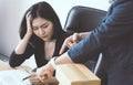 Female office woman working stressfully toward deadline