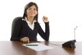 Female office worker talking phone Royalty Free Stock Photo