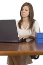 Female office worker working computer