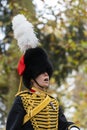 Female officer of Kings Troop, Royal Horse Artillery shouting orders Royalty Free Stock Photo