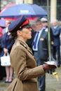 Female officer with sword on parade in best uniform