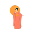 Female Opera Singer Performing On Stage, Beautiful Woman Giving Representation in Japanese Traditional Clothing Vector