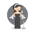 Female opera singer standing with microphone Royalty Free Stock Photo