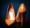 Female orange high heels shoes