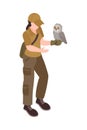 Female Ornithologist Isometric Composition