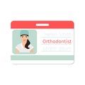 Female orthodontist medical specialist badge