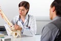 Female Orthopaedic surgeon explaining a back injury Royalty Free Stock Photo