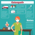 Female osteopath and medical equipment icons