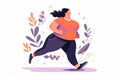 female overweight runner. Healthy active lifestyle. Generative ai